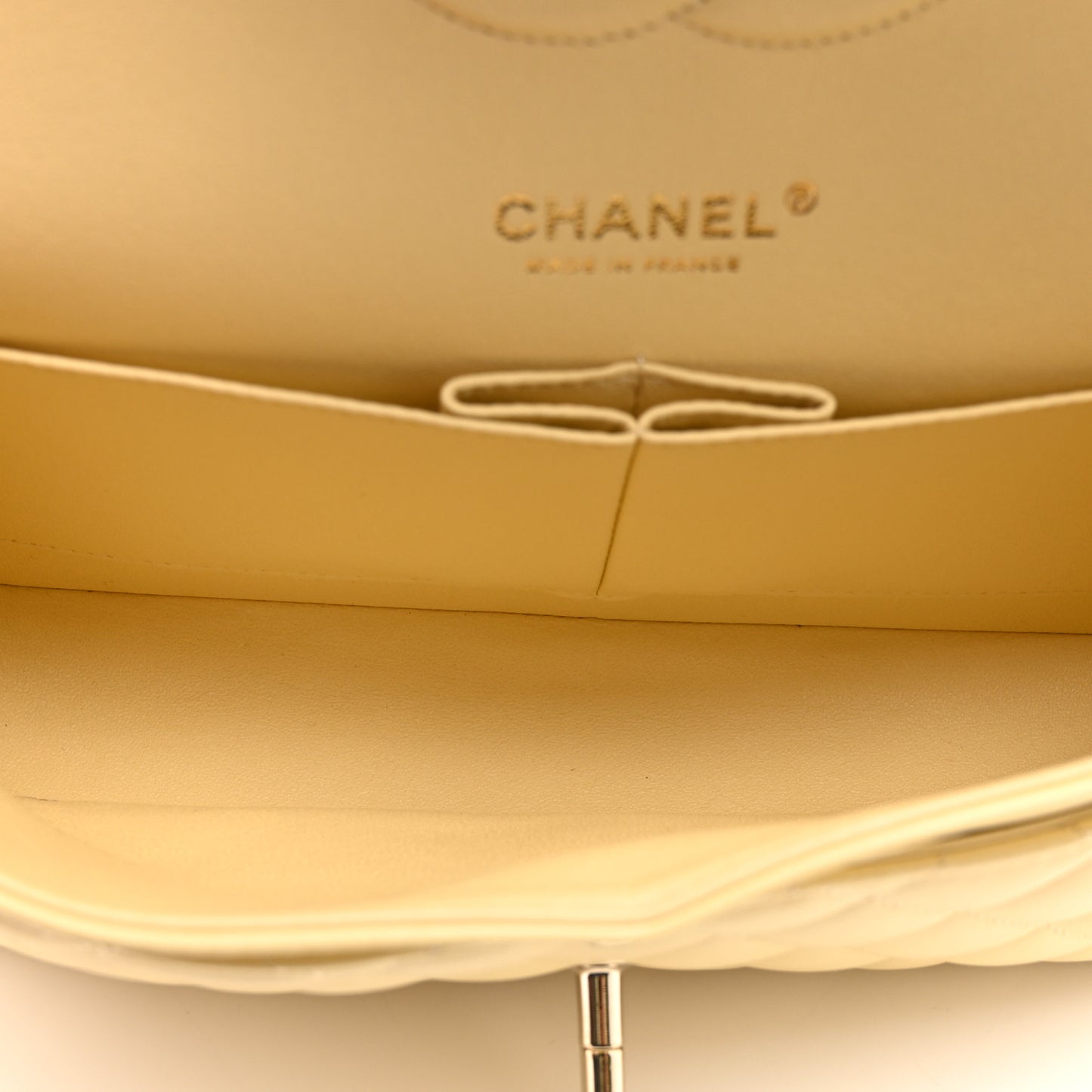 Lambskin Quilted Medium Double Flap Yellow