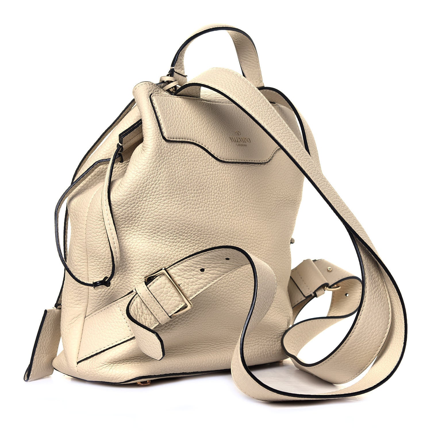 Valentino Garavani Pebbled Calfskin Rockstud Drawstring Backpack Ivory 2 of 4