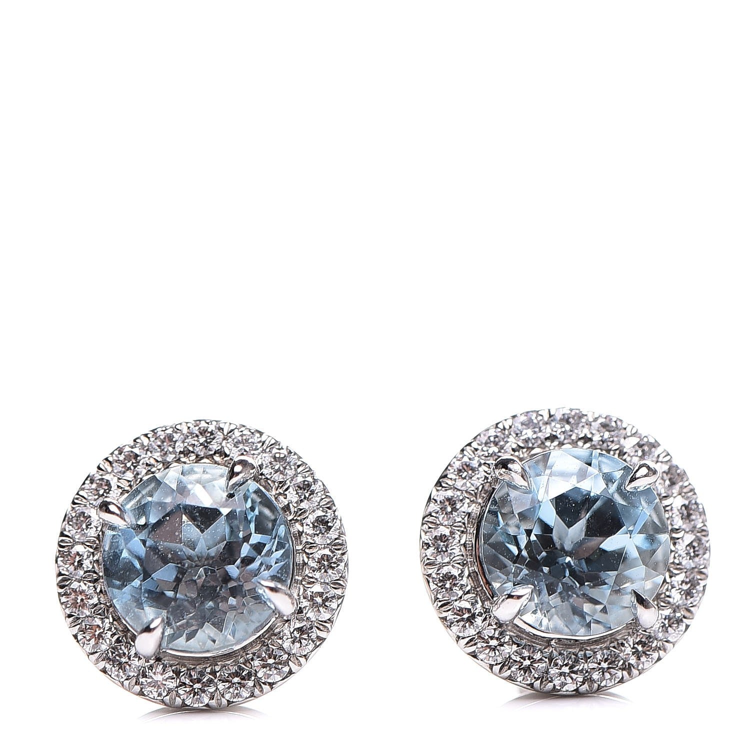 Tiffany Platinum Diamond Aquamarine Soleste Earrings 1 of 9