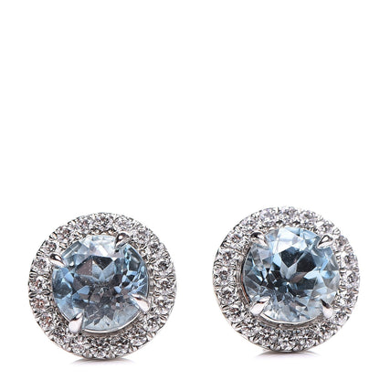 Tiffany Platinum Diamond Aquamarine Soleste Earrings 1 of 9