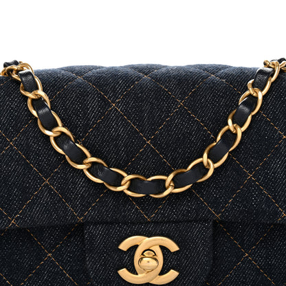 Chanel Denim Quilted Mini Rectangular Flap Dark Blue 9 of 11