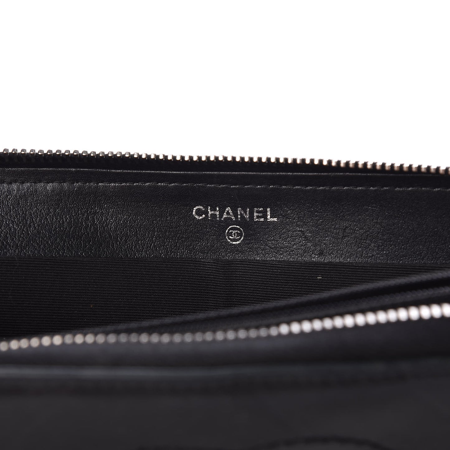 Lambskin Chevron Quilted CC Zip Around Wallet Black