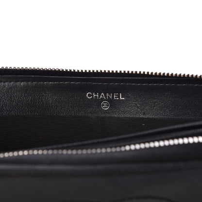 Chanel Lambskin Chevron Quilted CC Zip Around Wallet Black 6 of 14