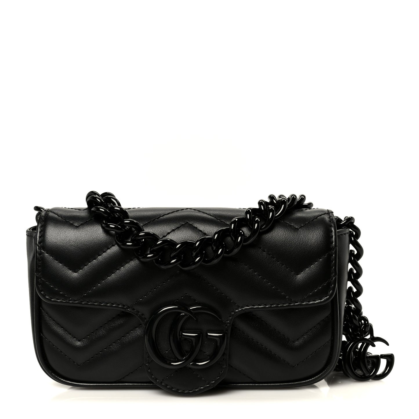 Calfskin Matelasse Monochrome GG Marmont Chain Belt Bag Black