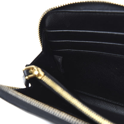 Prada Saffiano Triangle Zip Around Wallet Black 7 of 11