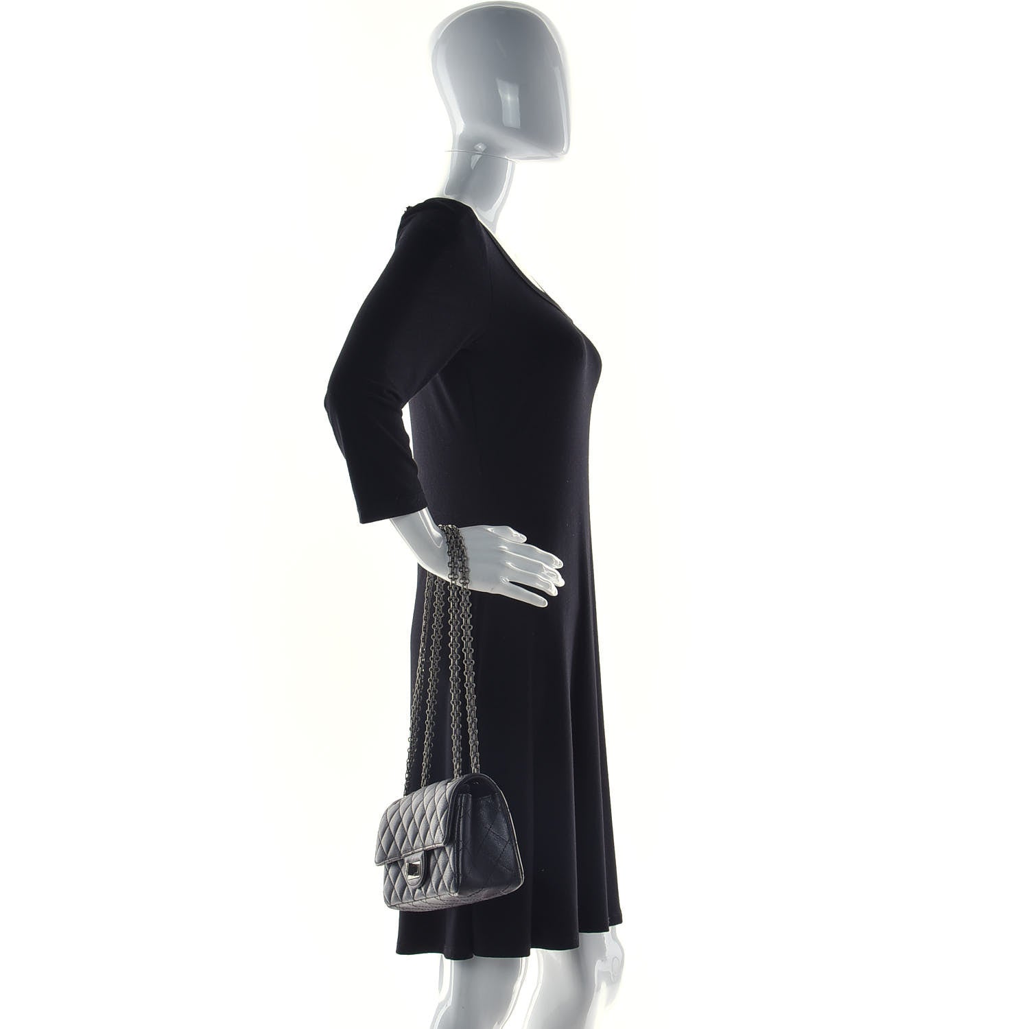 Chanel Metallic Sheepskin Quilted 2.55 Reissue Mini Flap Dark Grey 3 of 12