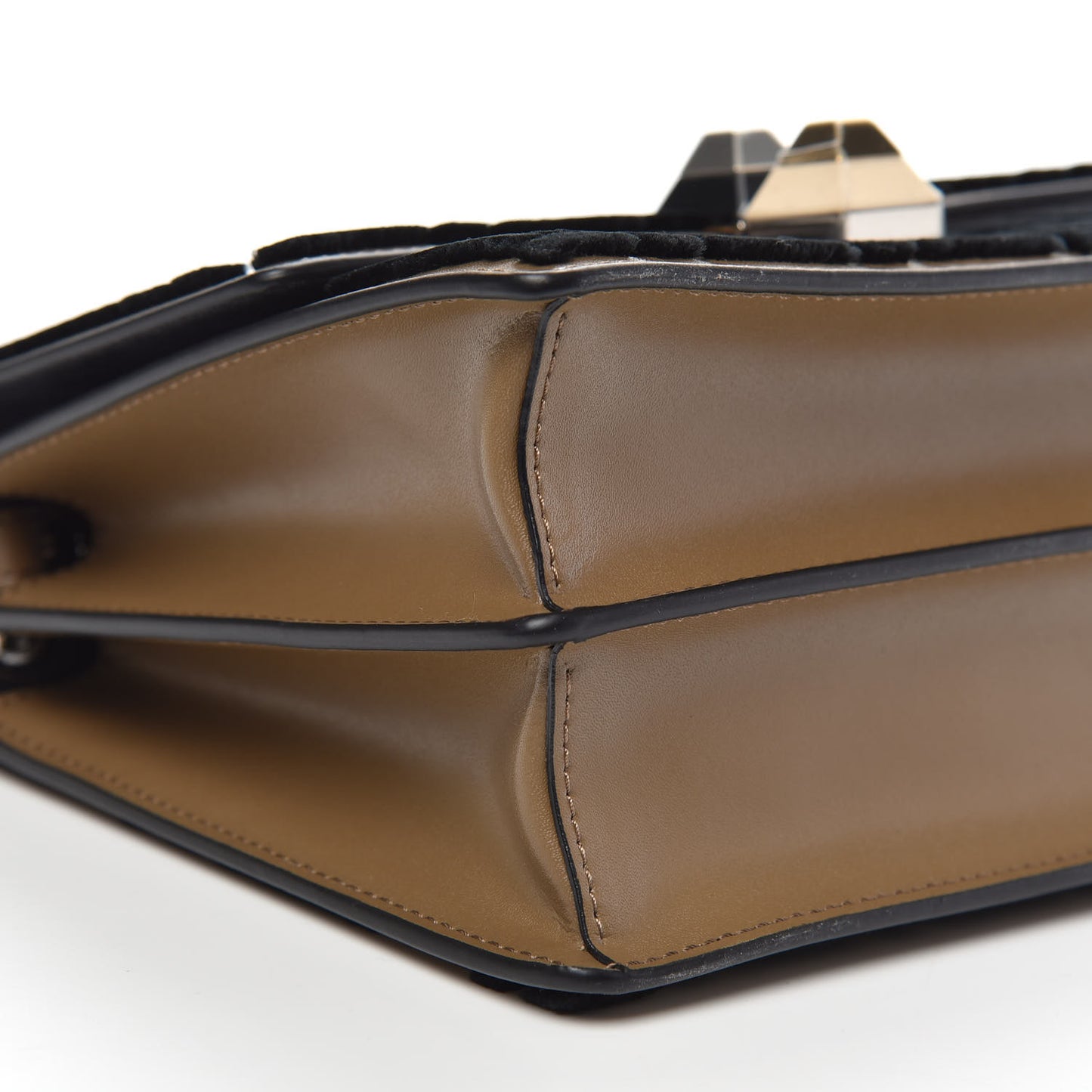 Calfskin FF Reloaded Small Kan I Shoulder Bag Maya Black