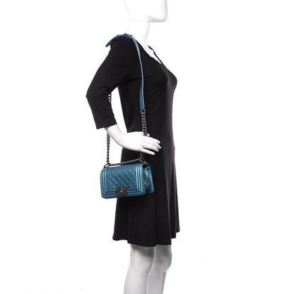 Chanel Metallic Caviar Quilted Small Boy Flap Turquoise 2 of 10