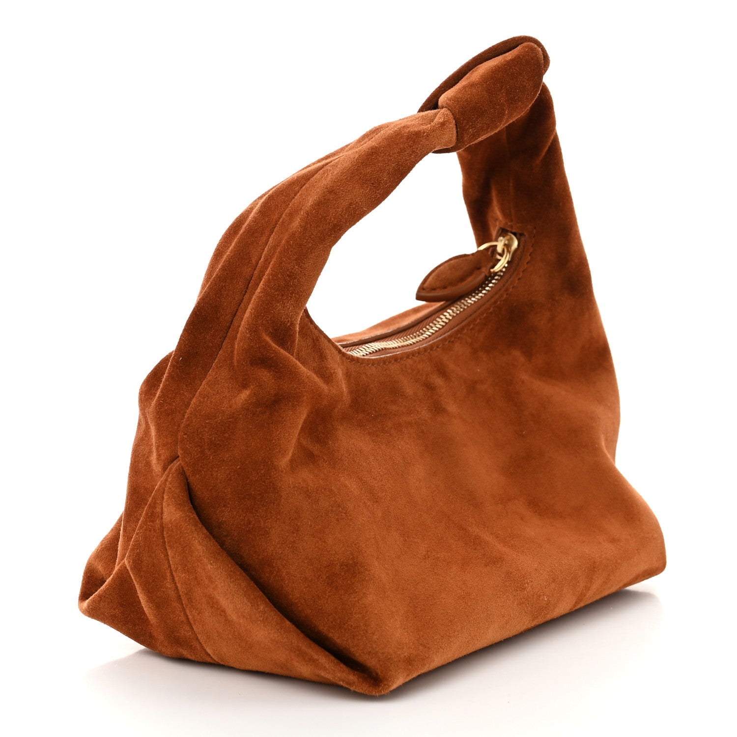 Khaite Suede Calfskin Beatrice Small Hobo Caramel 2 of 8