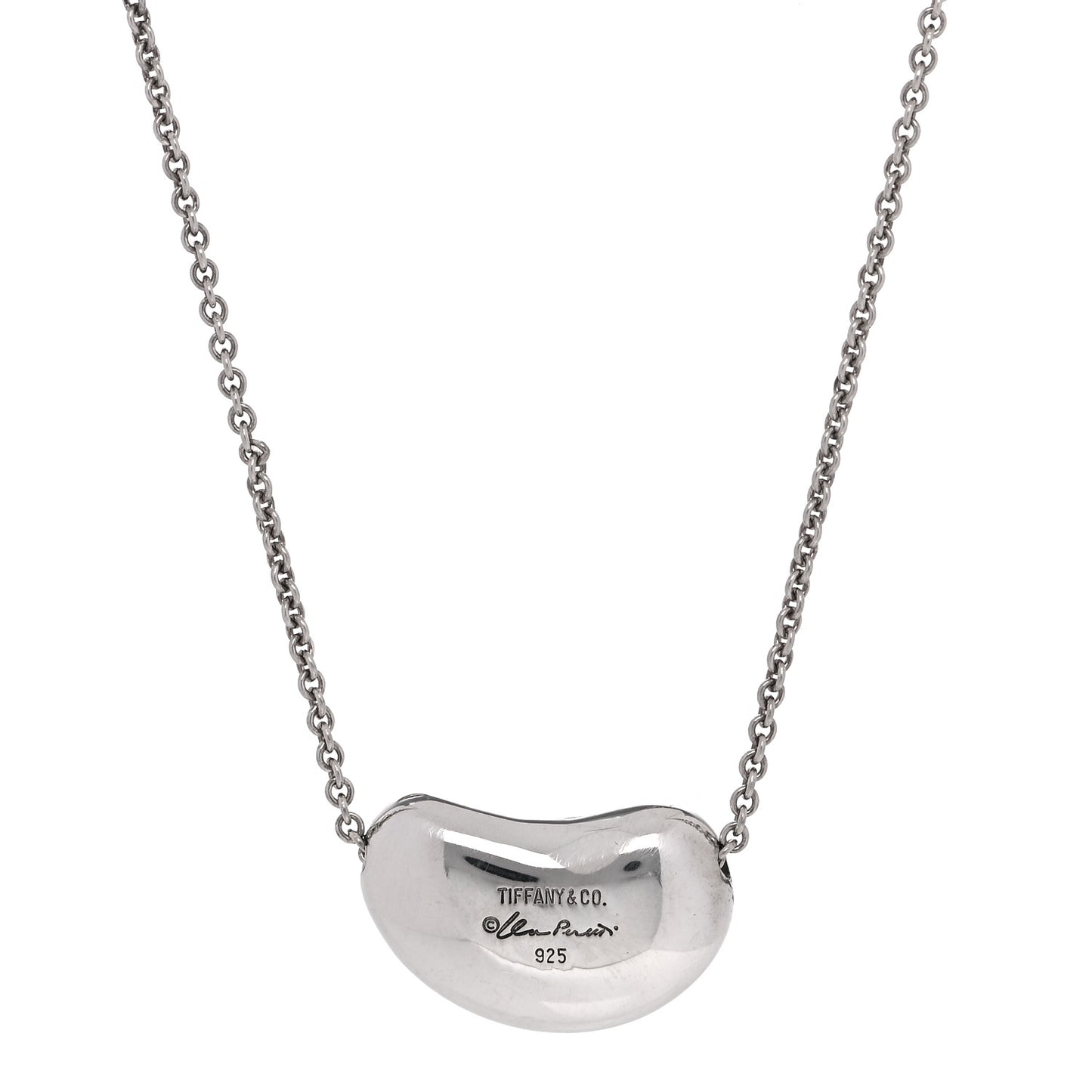Sterling Silver 20mm Elsa Peretti Bean Pendant Necklace
