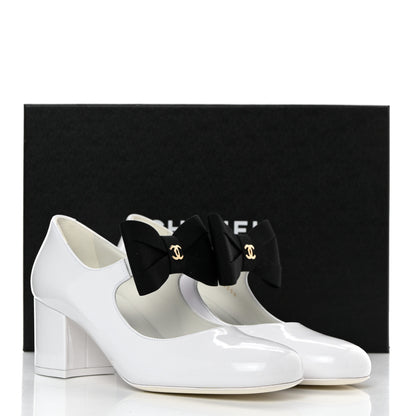 Chanel Patent Calfskin Grosgrain Bow Mary Jane Flats 36.5 Black 9 of 9