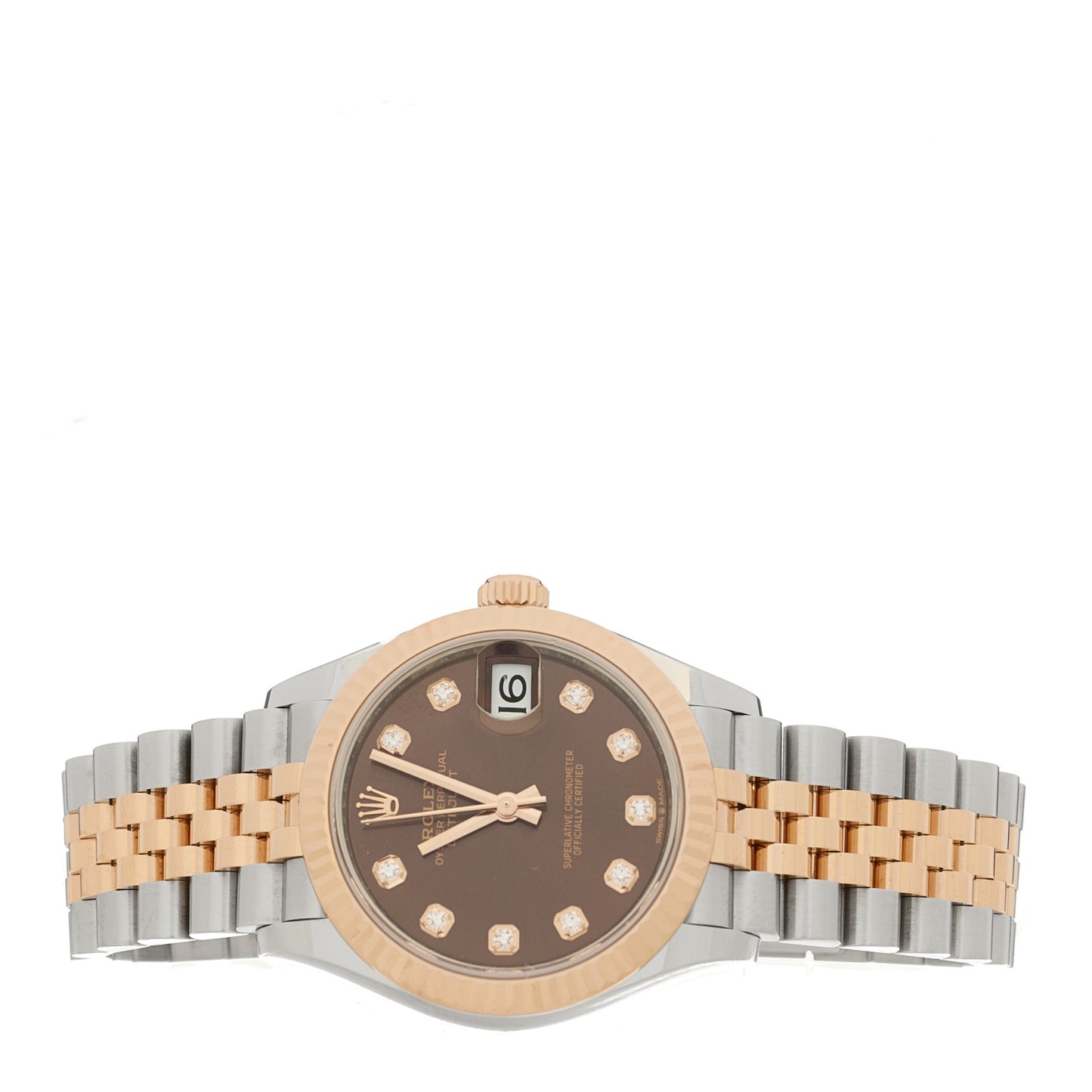 Stainless Steel 18K Everose Gold Diamond 31mm Oyster Perpetual Datejust Watch Chocolate 278271