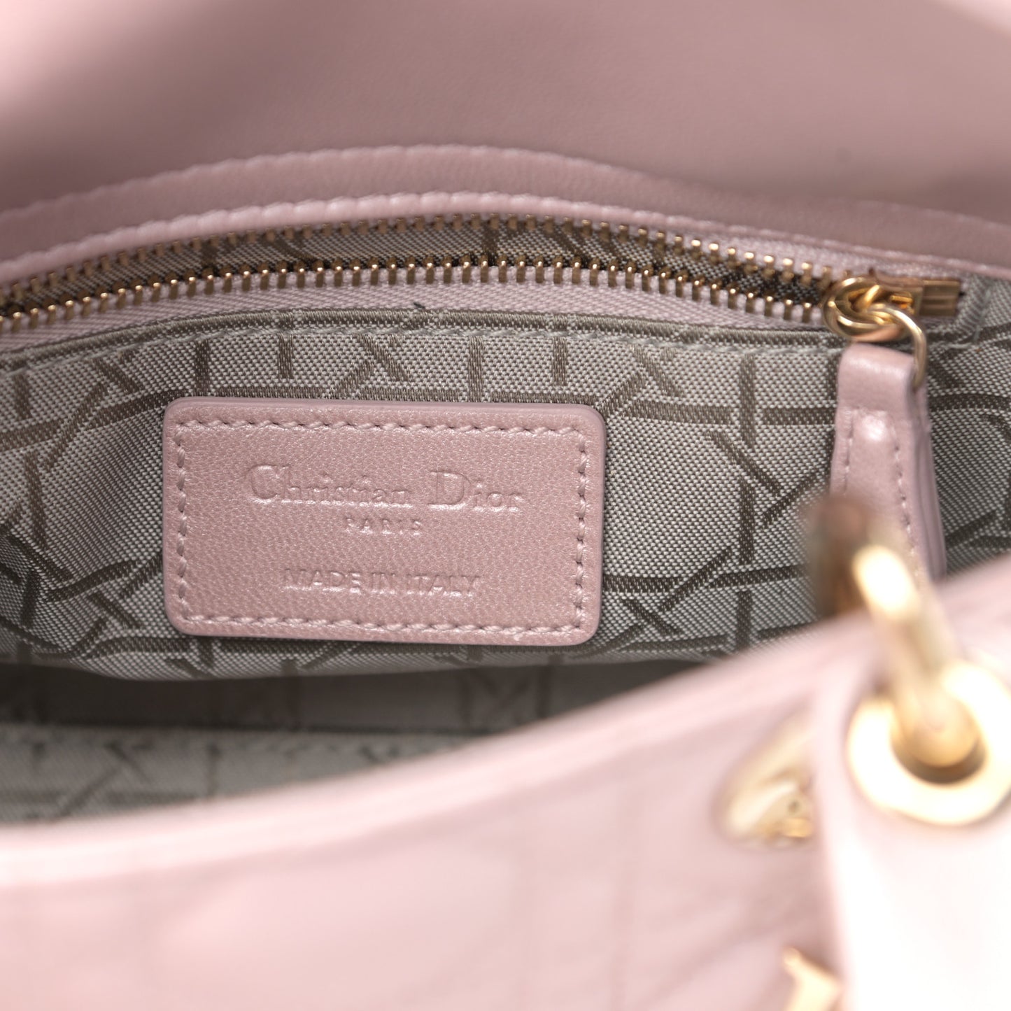 Metallic Lambskin Cannage Mini Lady Dior Lotus