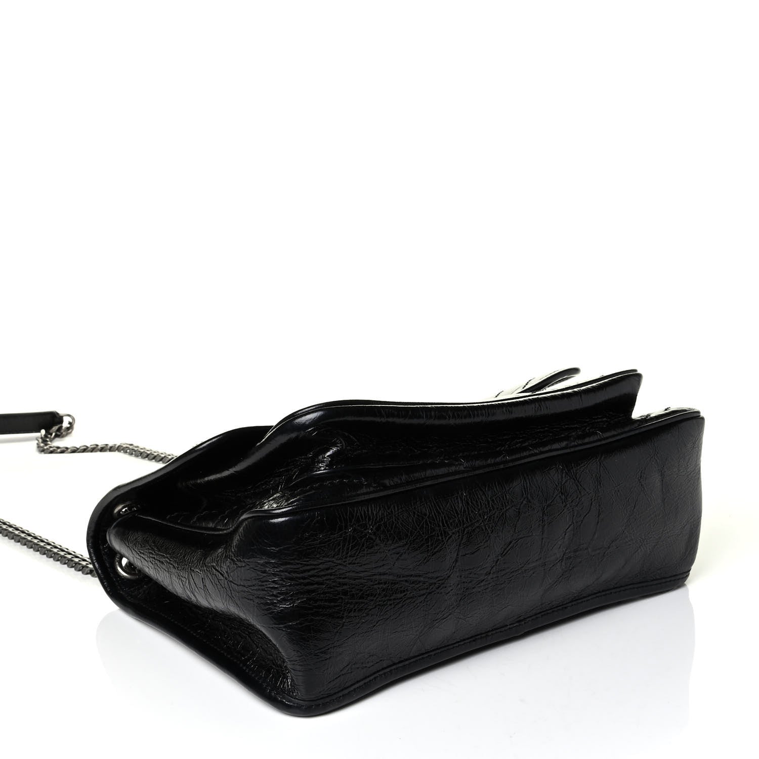 Saint Laurent Crinkled Calfskin Matelasse Monogram Medium Niki Chain Satchel Black 3 of 6