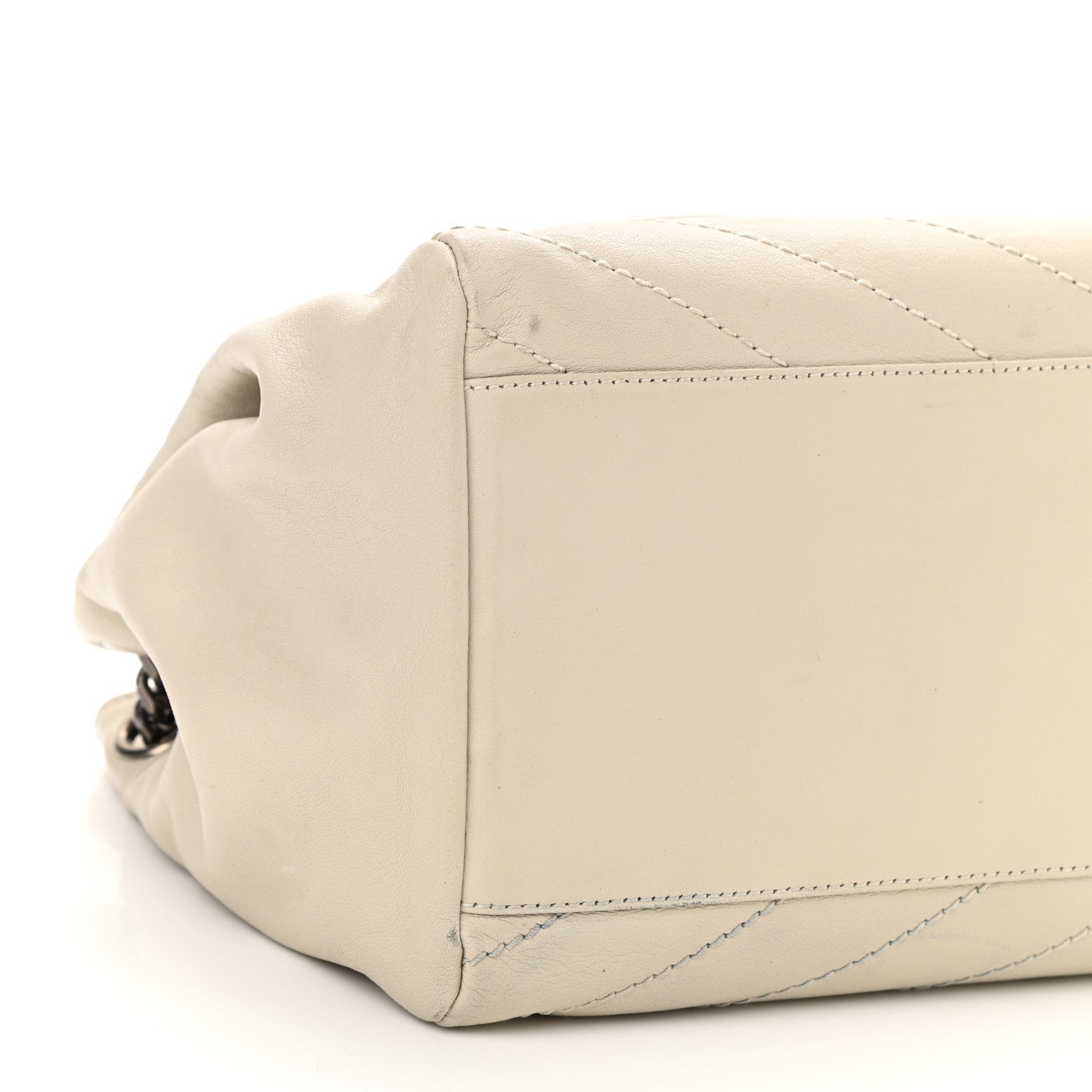 Saint Laurent Vintage Lambskin Chevron Monogram Large Nolita Crema Soft 9 of 15