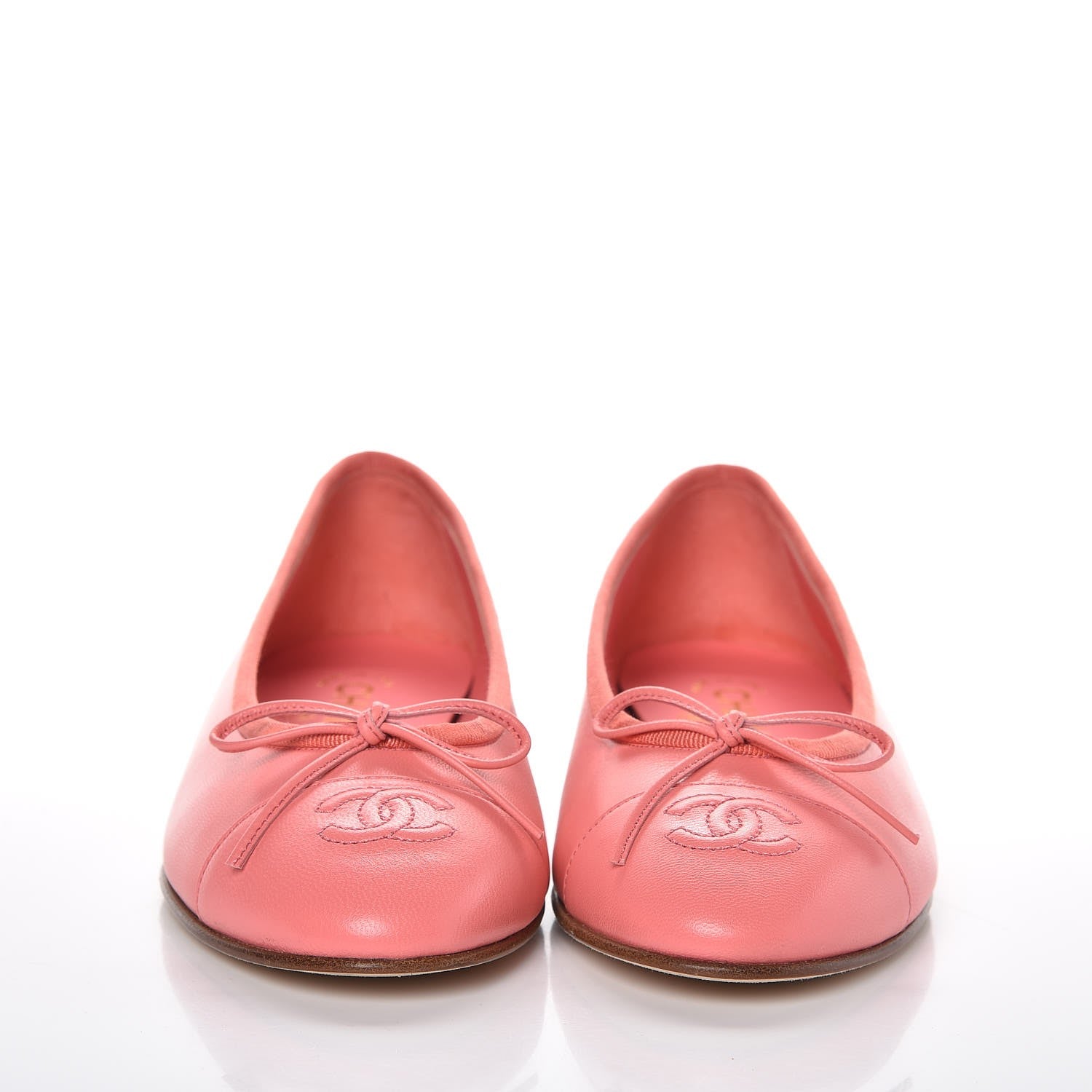 Chanel Goatskin Cap Toe CC Ballerina Flats 38.5 Pink 2 of 9