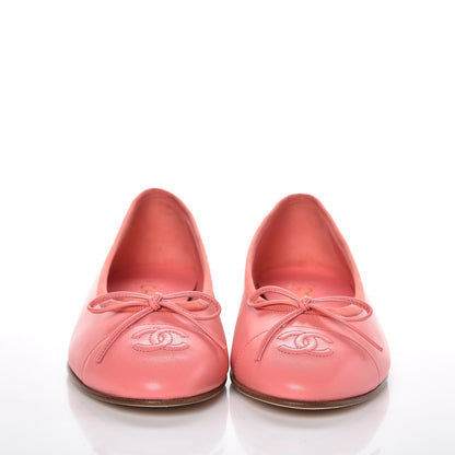 Chanel Goatskin Cap Toe CC Ballerina Flats 38.5 Pink 2 of 9