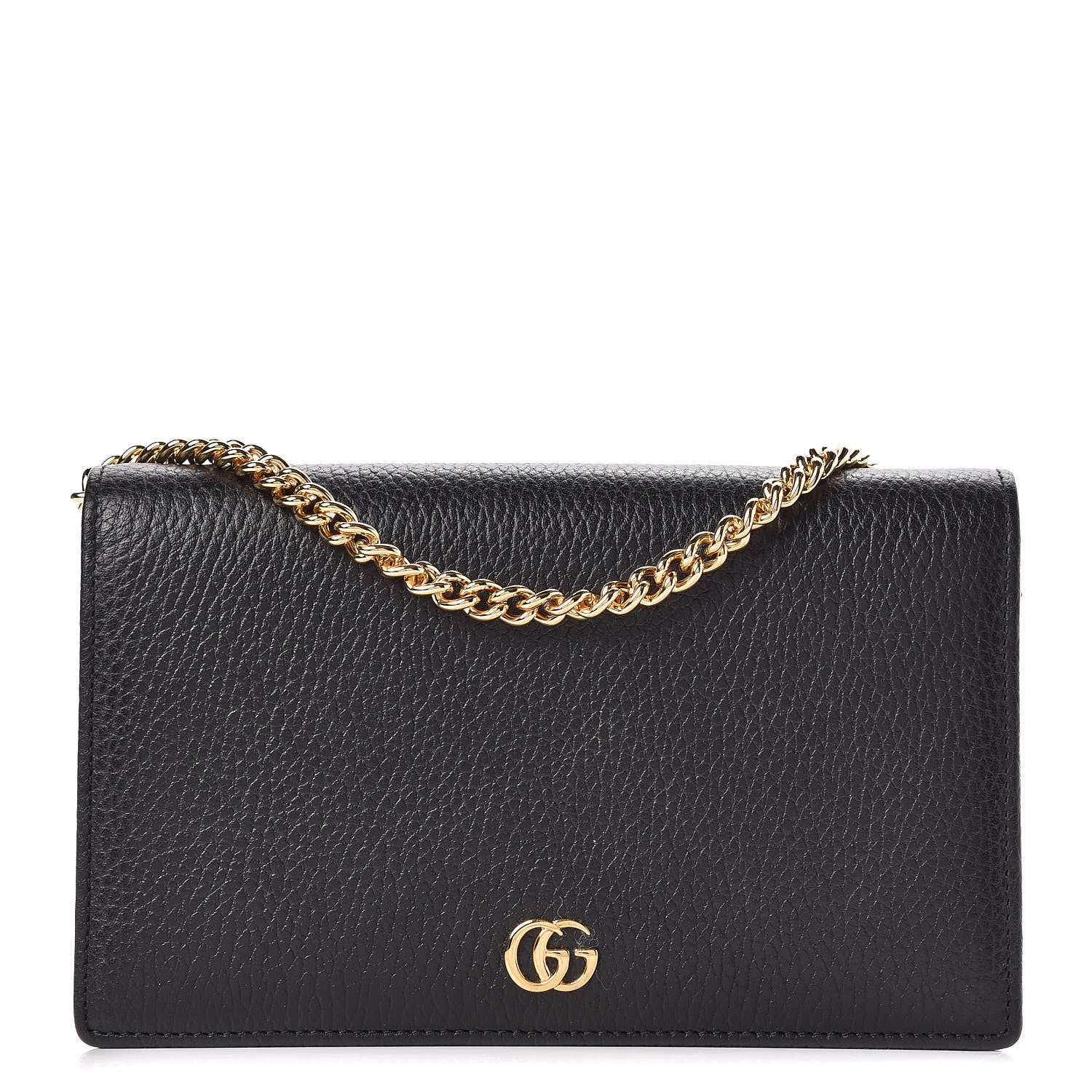 Gucci Calfskin Mini GG Marmont Chain Wallet Black 1 of 8