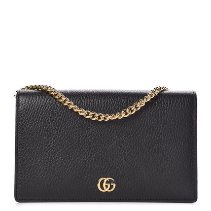 Gucci Calfskin Mini GG Marmont Chain Wallet Black 1 of 8