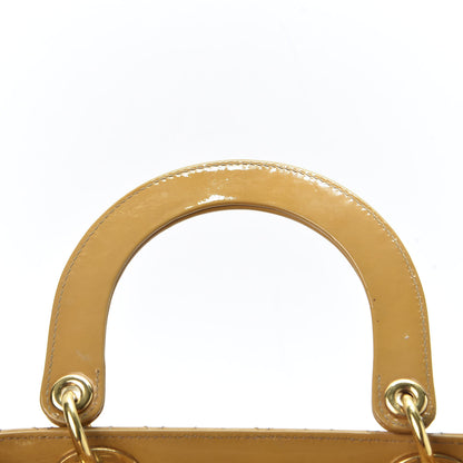 Christian Dior Metallic Patent Cannage Medium Lady Dior Yellow 8 of 15