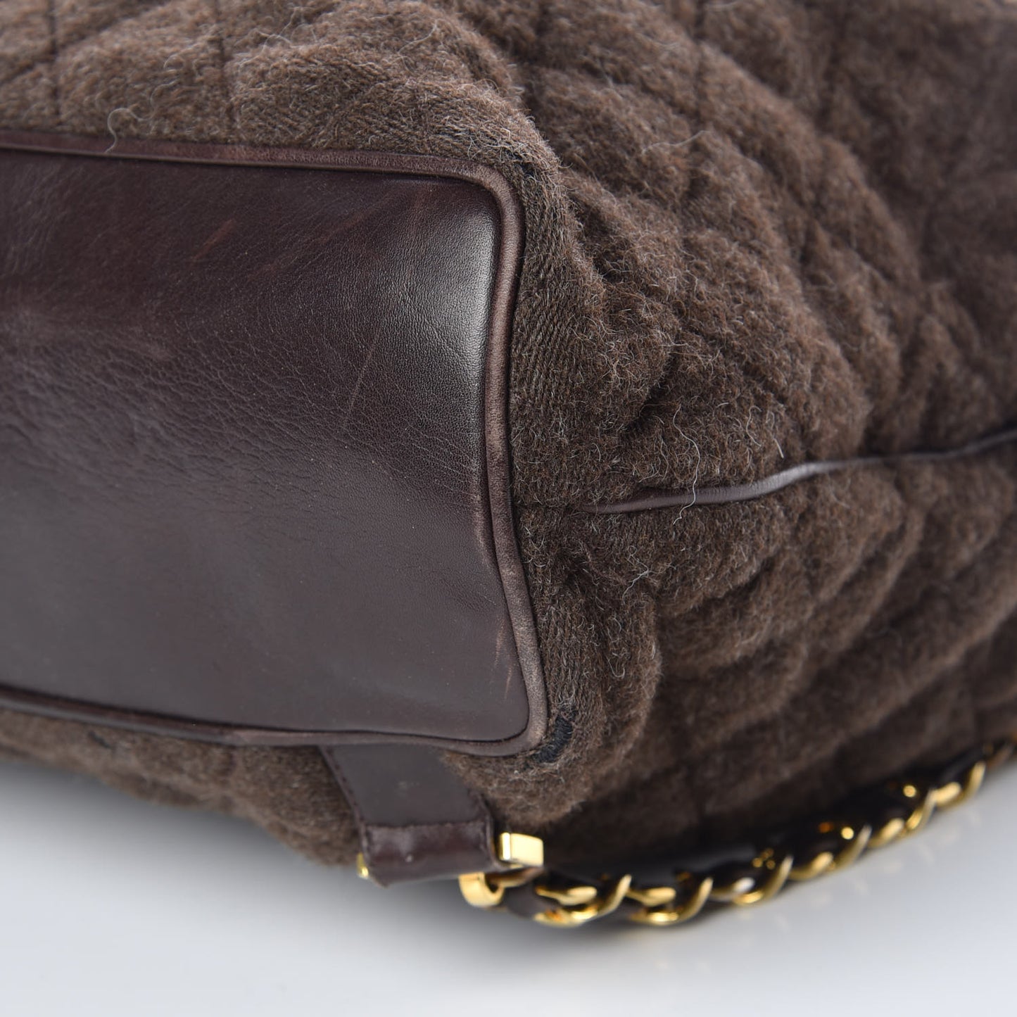 Wool Quilted Backpack Brown