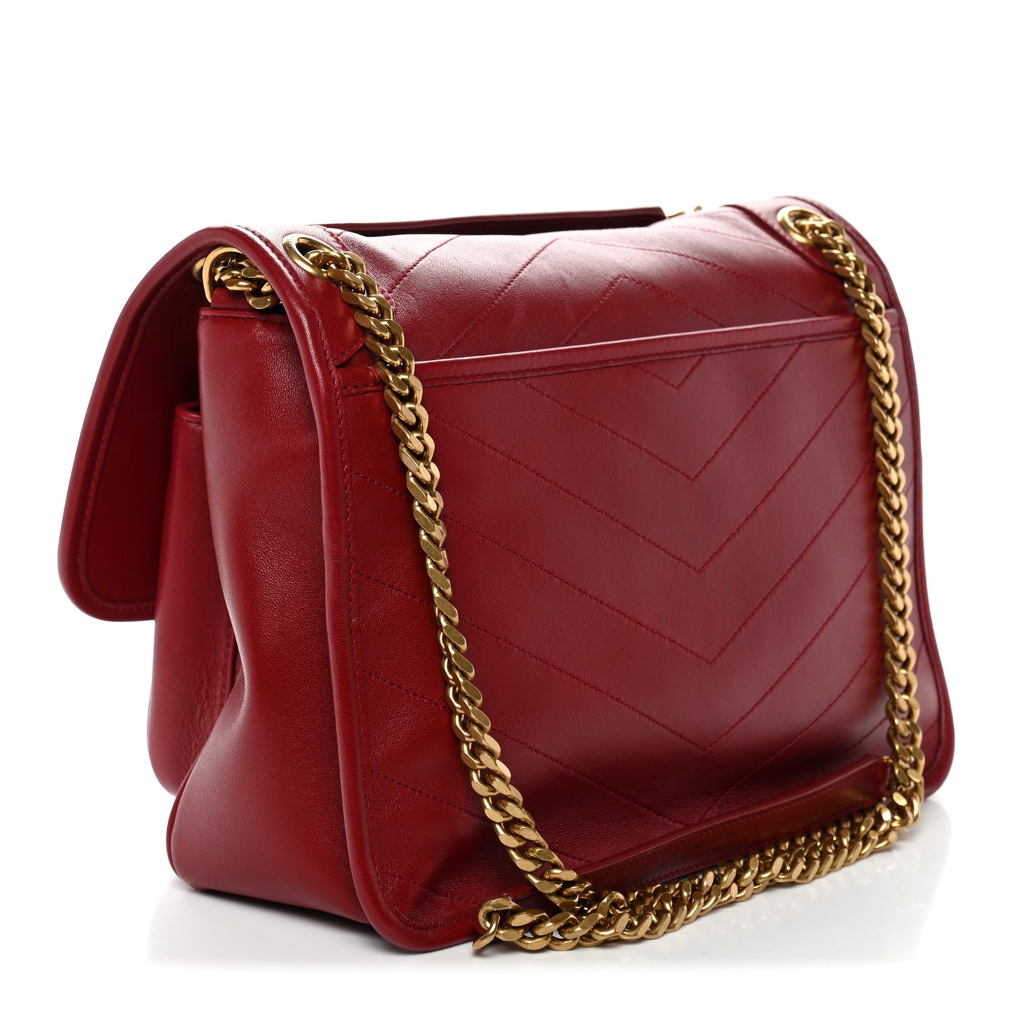 Lambskin Matelasse Monogram Medium Niki Chain Satchel Opyum Red