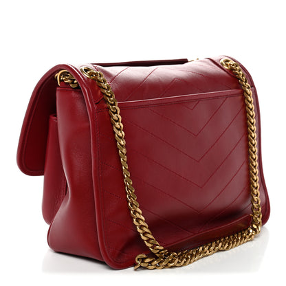 Saint Laurent Lambskin Matelasse Monogram Medium Niki Chain Satchel Opyum Red 3 of 11