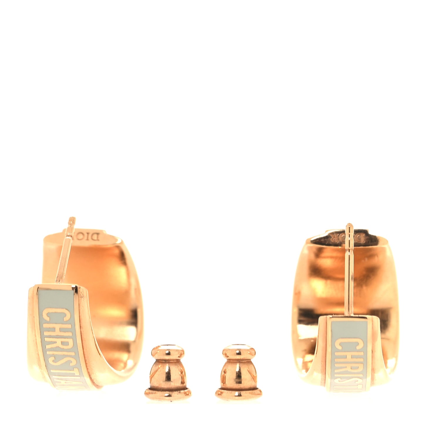 Metal Enamel Code Hoop Earrings Placid Blue Gold
