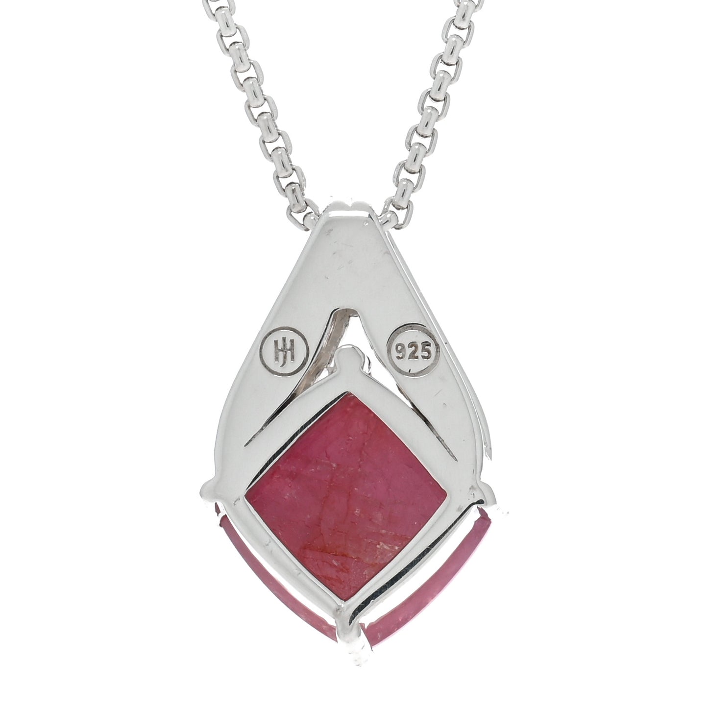 Sterling Silver Diamond Ruby Pendant Necklace