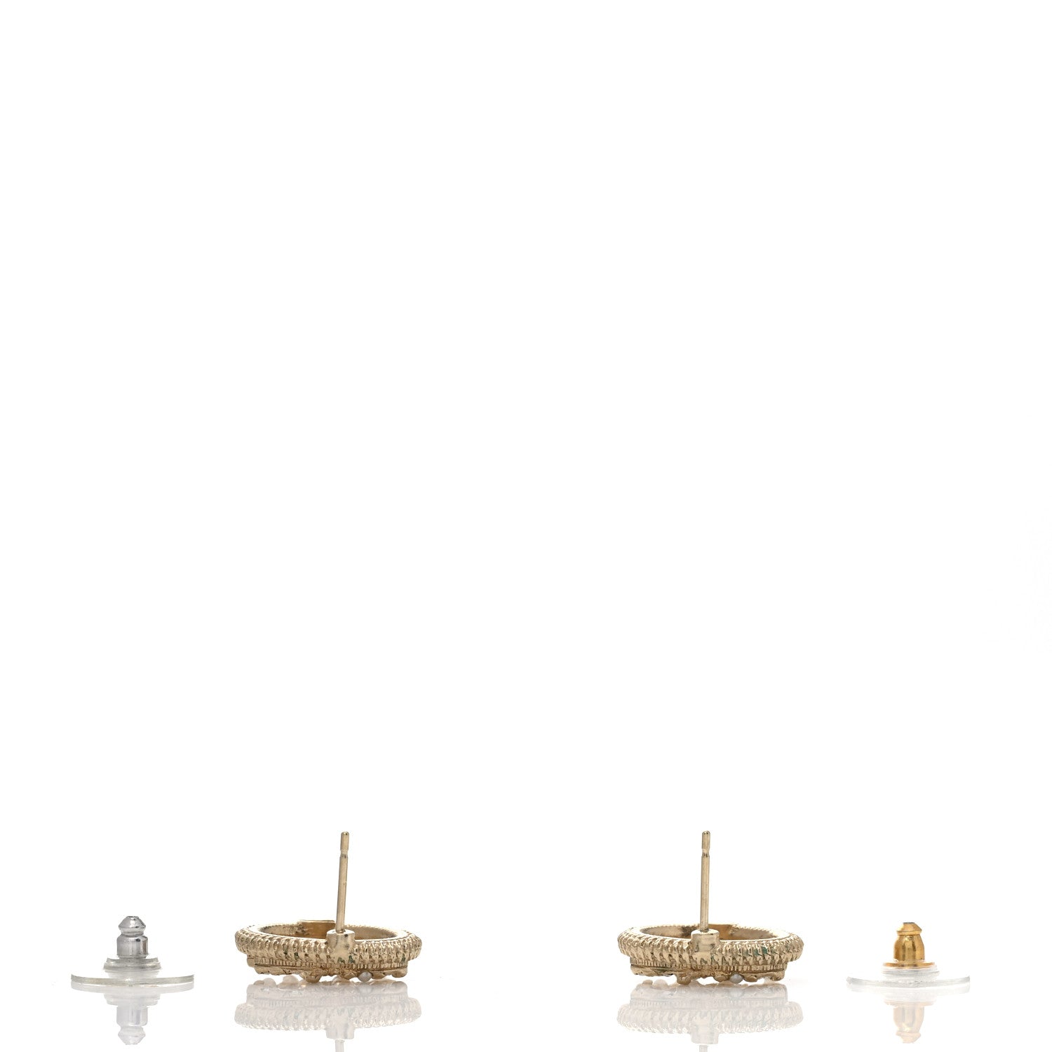 Chanel Pearl Crystal CC Round Earrings Gold 3 of 4