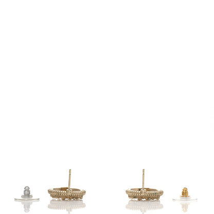 Chanel Pearl Crystal CC Round Earrings Gold 3 of 4