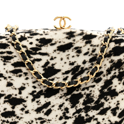 Chanel Lambskin Pony Hair Printed Clutch With Chain Black White 7 of 10