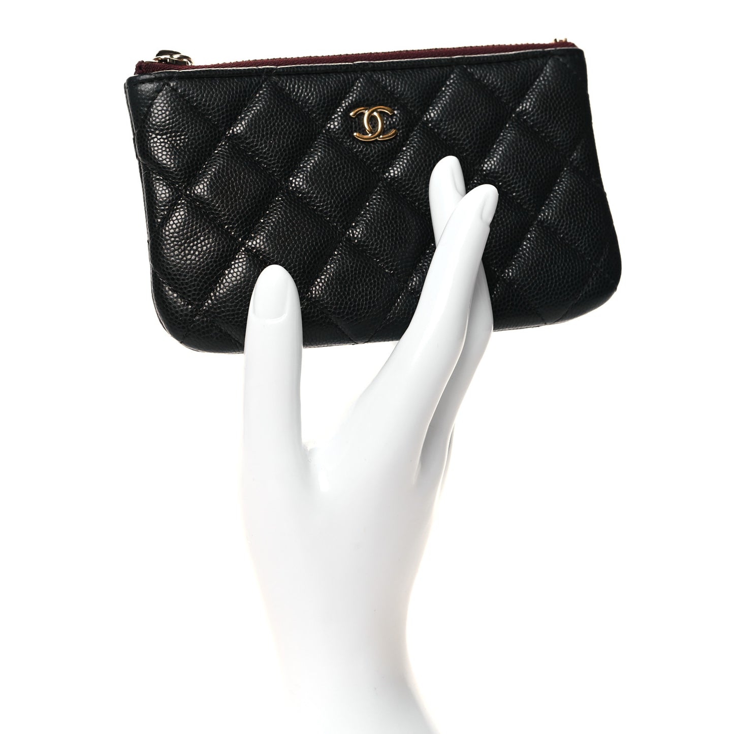Caviar Quilted Small Cosmetic Case Black