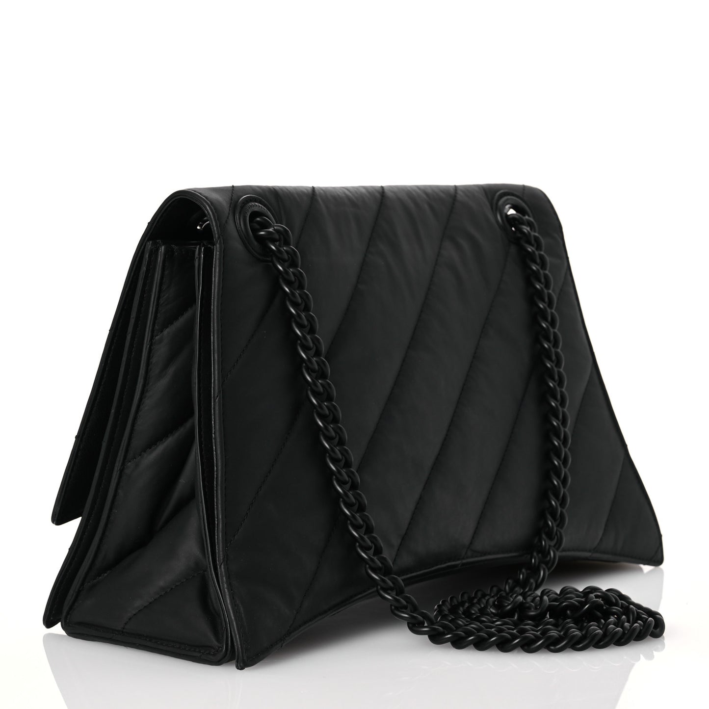 Satin Calfskin Quilted Matte Black Hardware Medium Crush Chain Bag Black