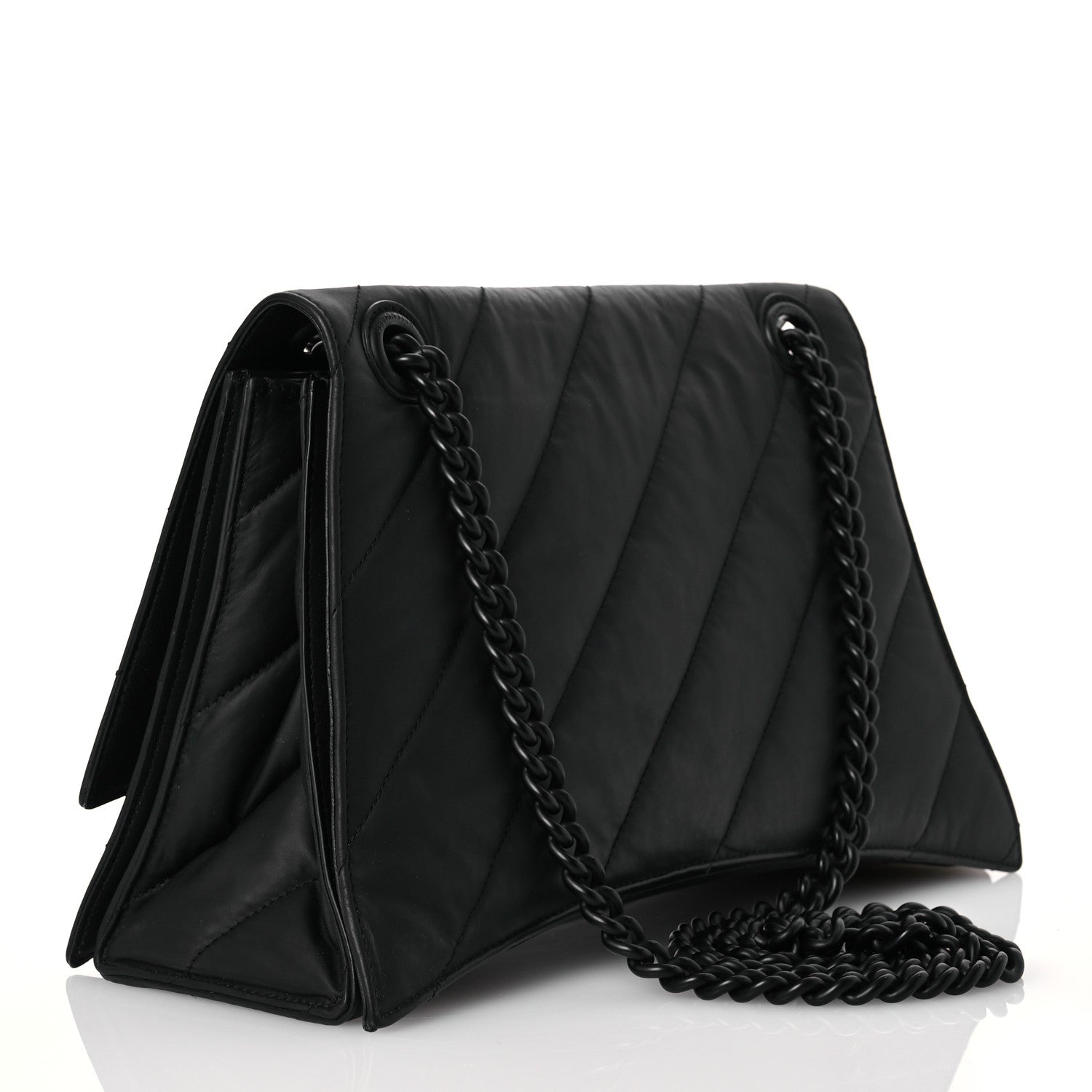 Balenciaga Satin Calfskin Quilted Matte Black Hardware Medium Crush Chain Bag Black 3 of 12