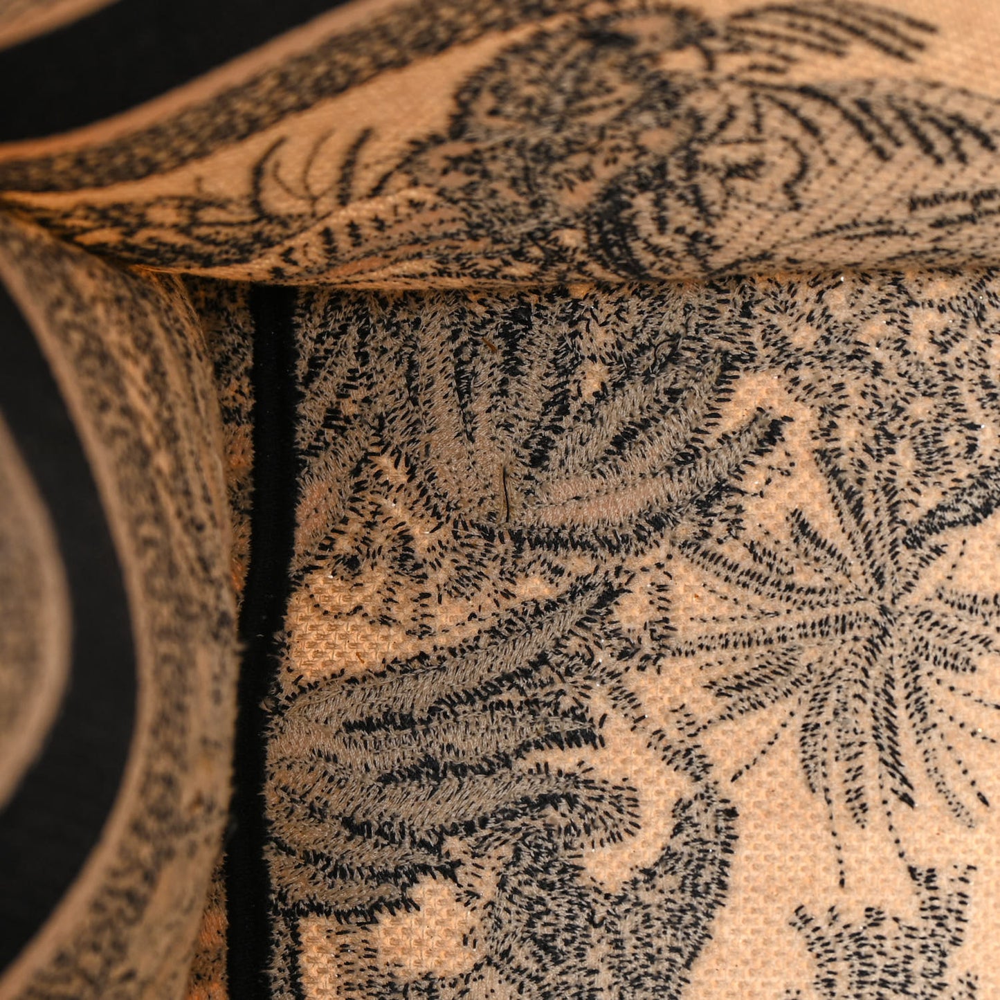 Canvas Embroidered Medium Palms Toile De Jouy Book Tote Blue