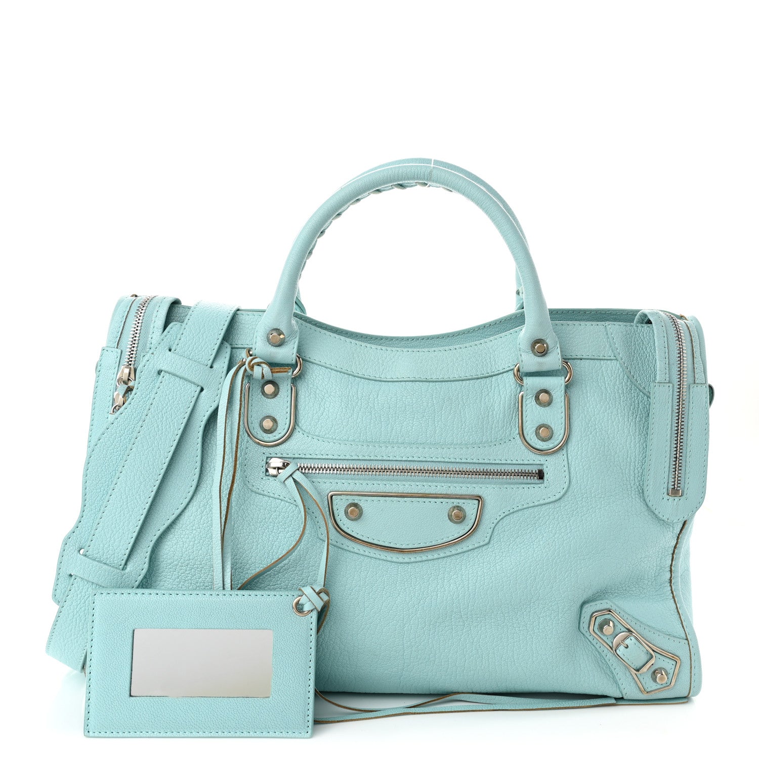 Balenciaga Chevre Silver Metallic Edge Hardware City Bleu Maldives 1 of 14