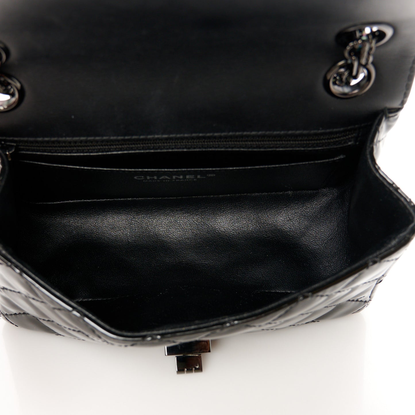 Patent Calfskin Quilted 2.55 Reissue Mini Flap So Black
