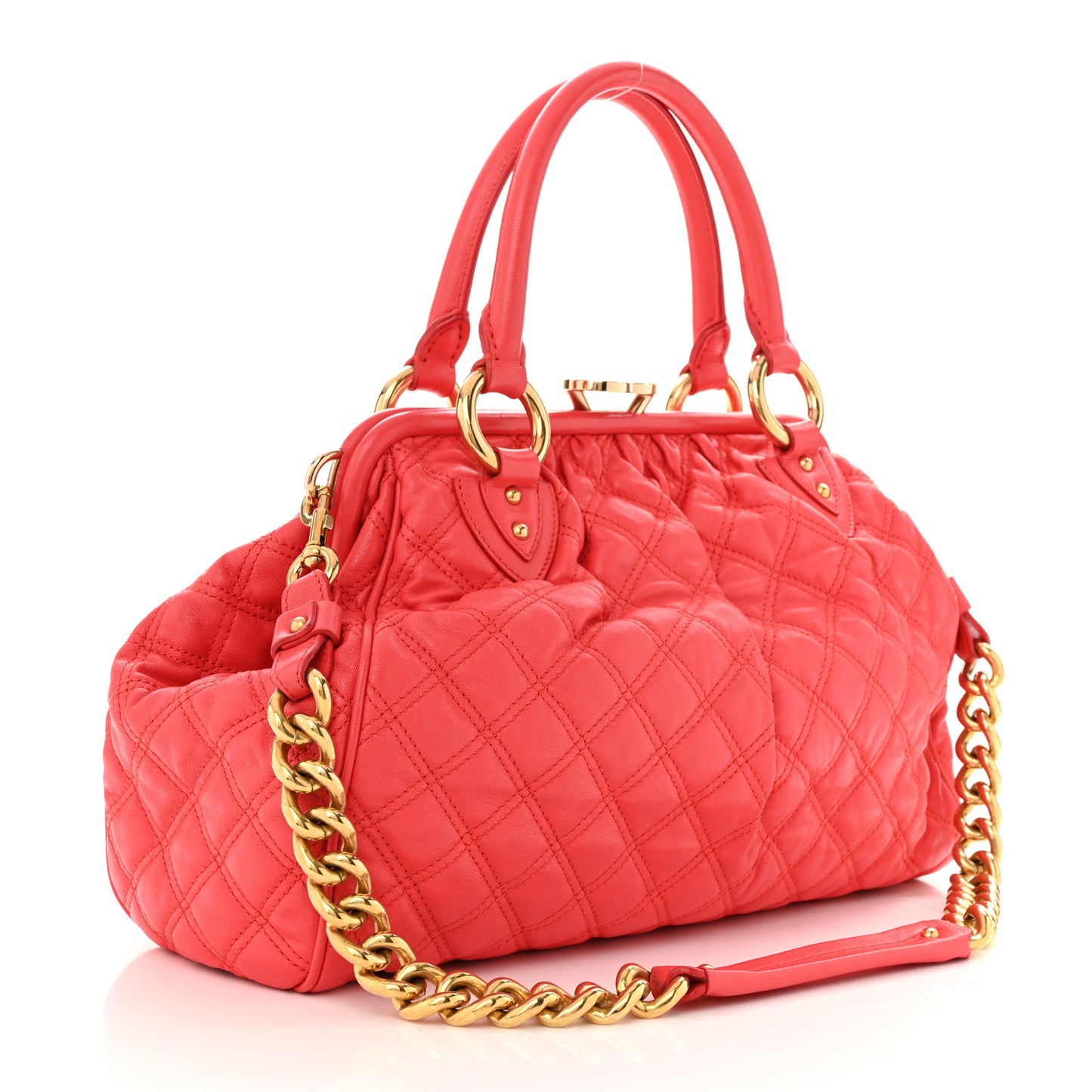 Calfskin Quilted Leather Stam Bag Coral