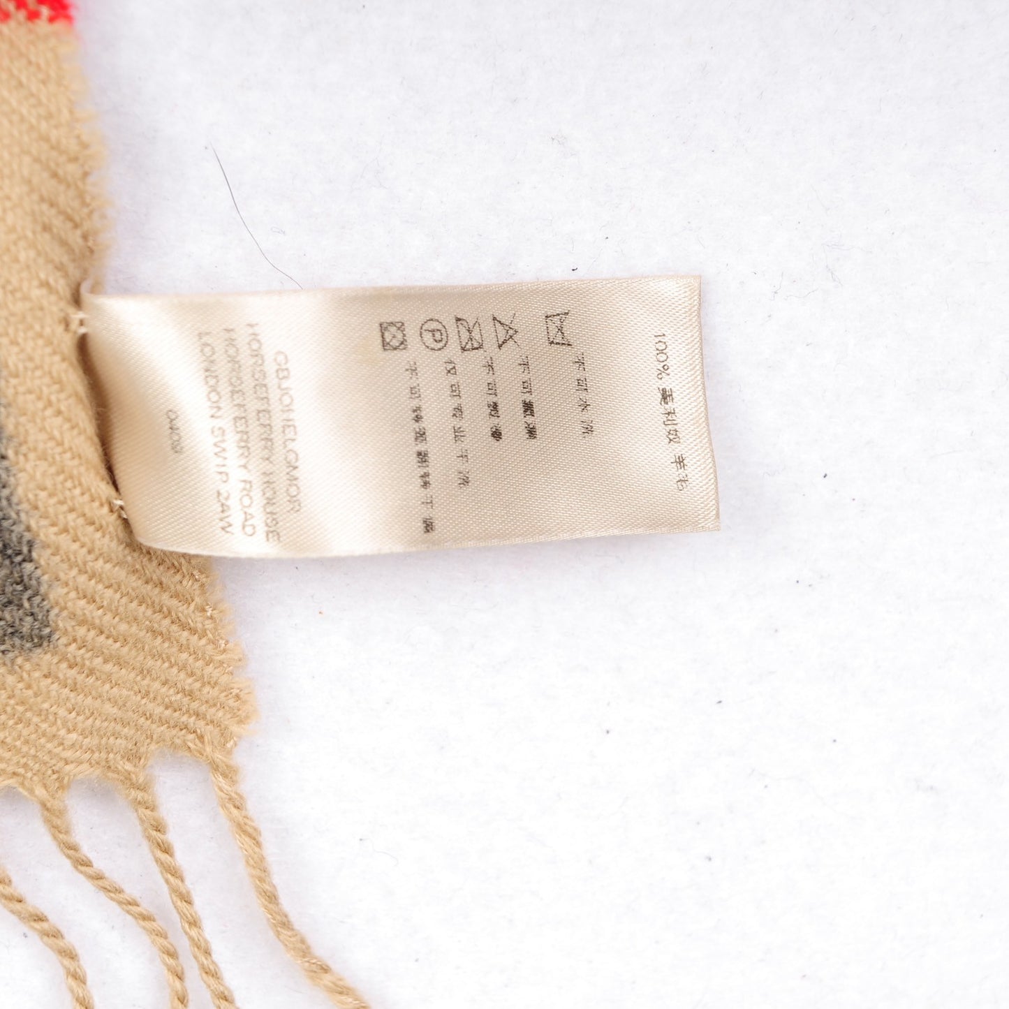 Merino Wool Check Printed Scarf Camel