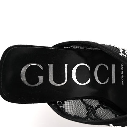 Gucci Tela Retino Kid Scamosciato Crystal GG Monogram Square G 95mm Slide Sandals 35 Black 7 of 8