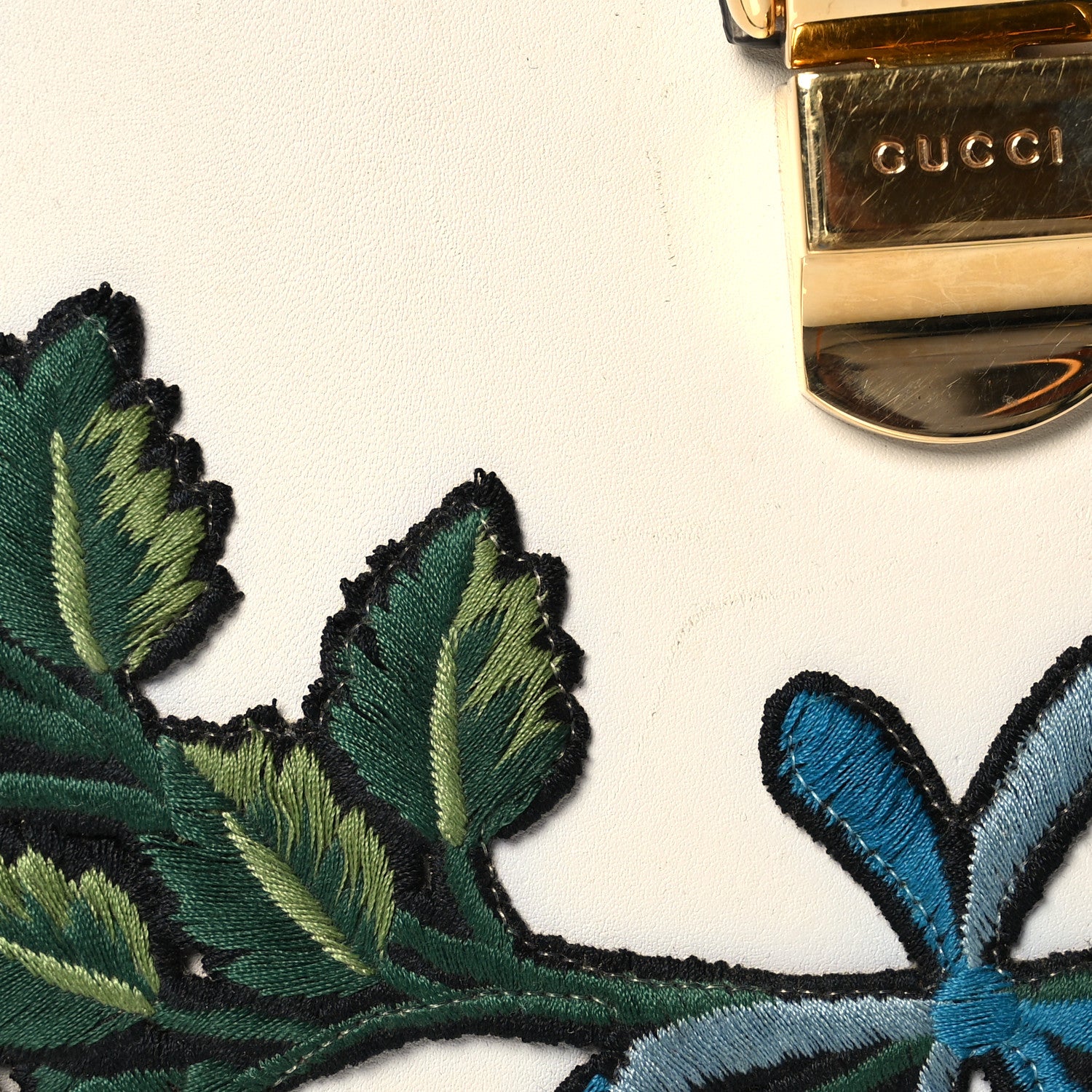 Gucci Calfskin Floral Medium Sylvie Top Handle Bag Off White 12 of 17