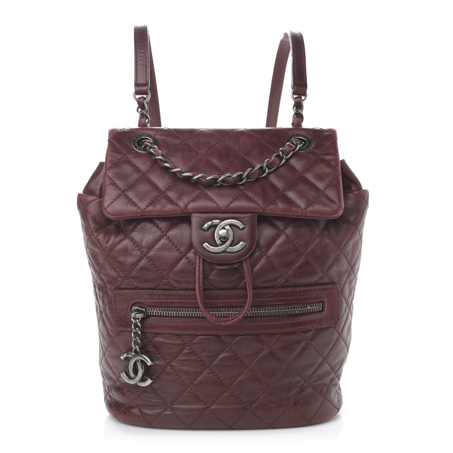 Chanel Glazed Calfskin Quilted Small Salzburg Backpack Burgundy 1 of 15