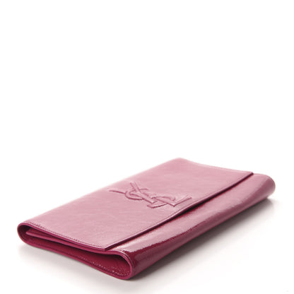 Saint Laurent Textured Patent Monogram Large Belle De Jour Clutch Fuchsia 4 of 9