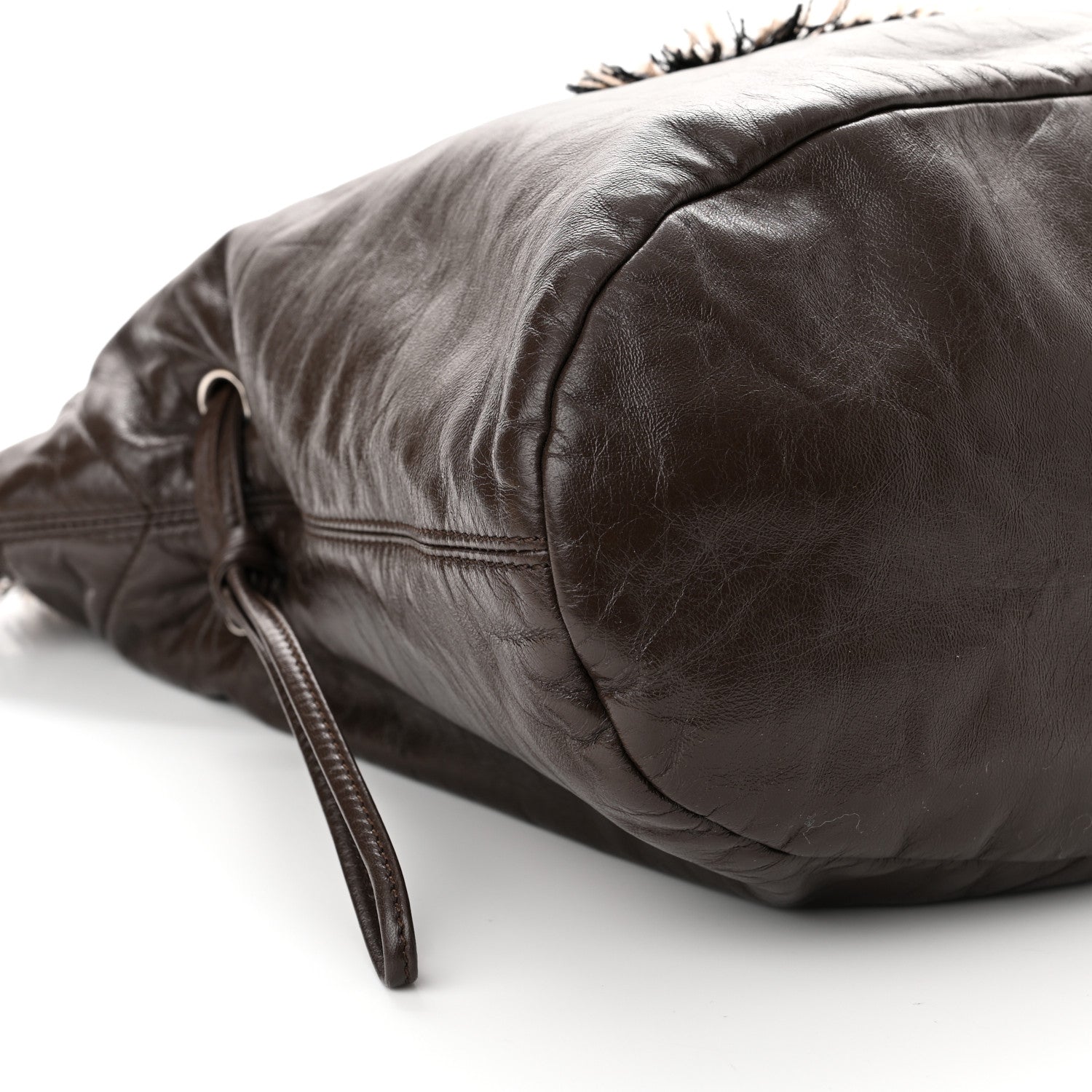 Chanel Tweed Lambskin Drawstring Tweedy Tote Brown 8 of 9