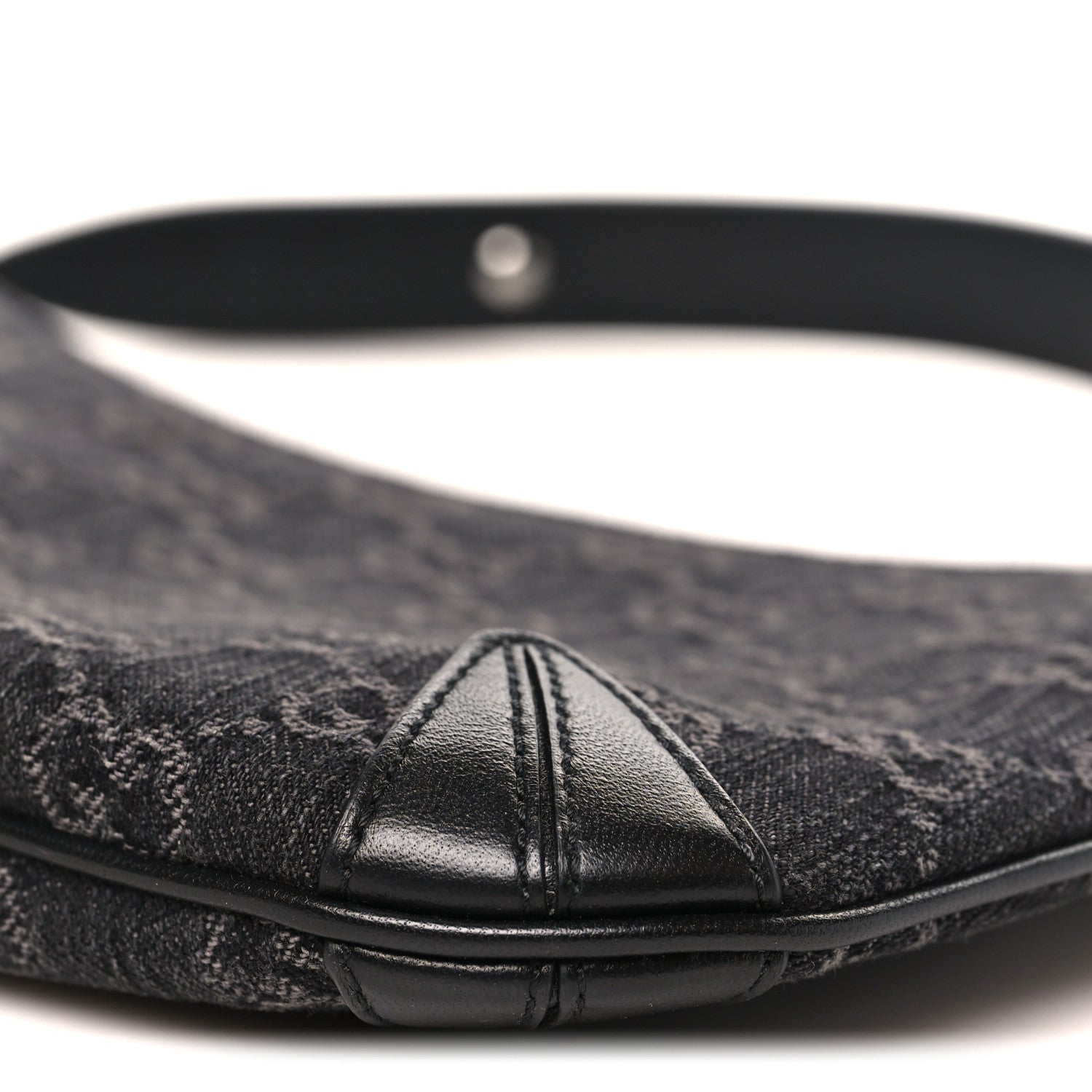 Gucci Jacquard Black Denim GG Monogram Horsebit Slim Small Shoulder Bag Black Grey 10 of 10