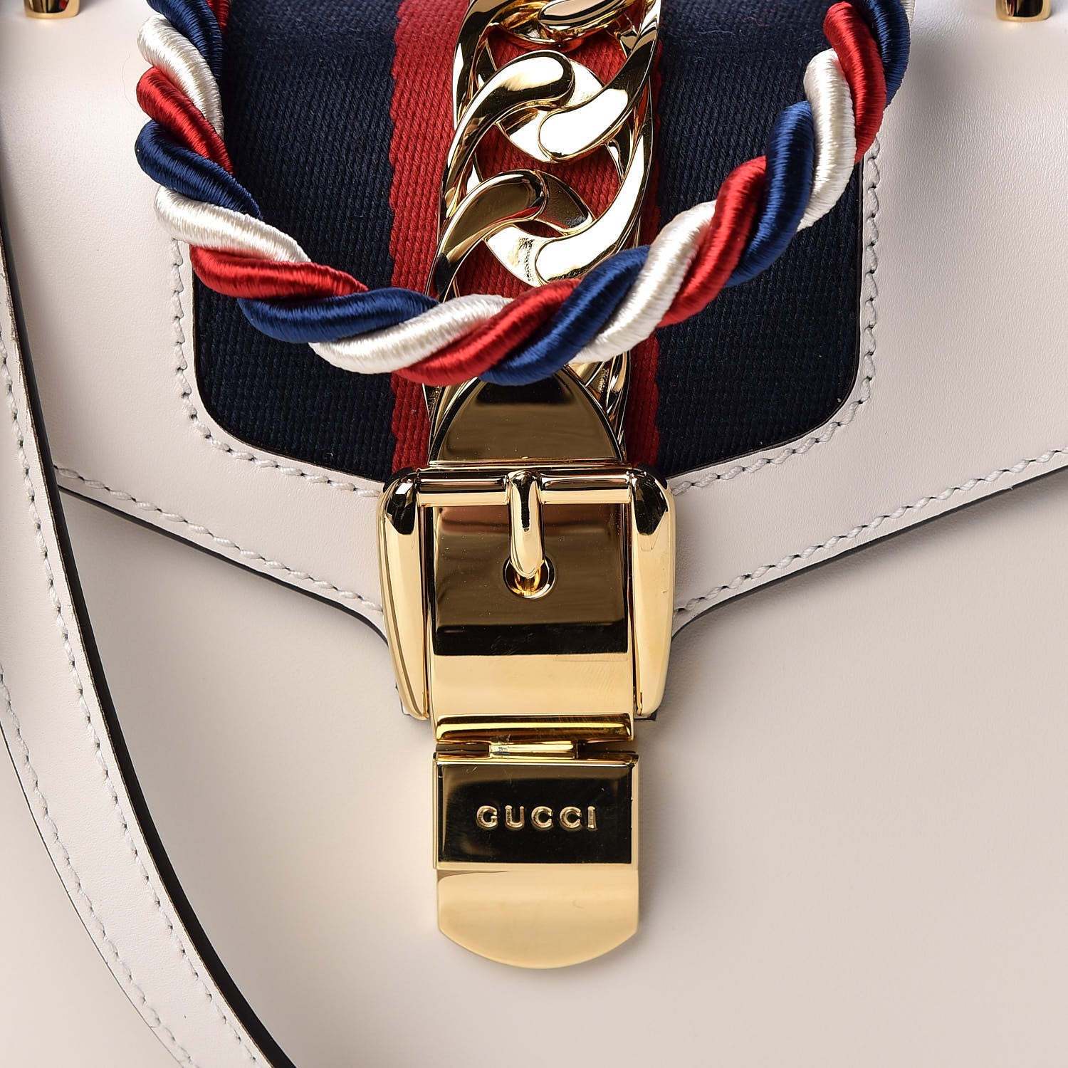 Gucci Calfskin Mini Sylvie Top Handle Bag White 9 of 9