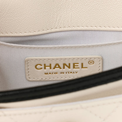 Chanel Caviar Quilted Mini Round Messenger Flap White Black 5 of 9