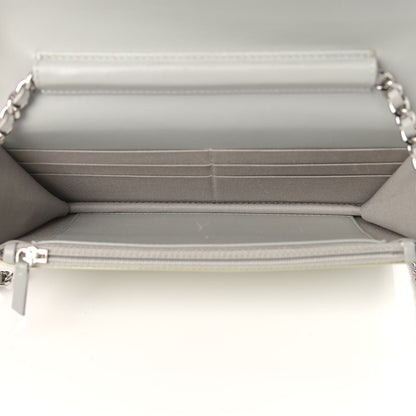 Chanel Patent Quilted Brilliant Wallet On Chain WOC Silver 5 of 14