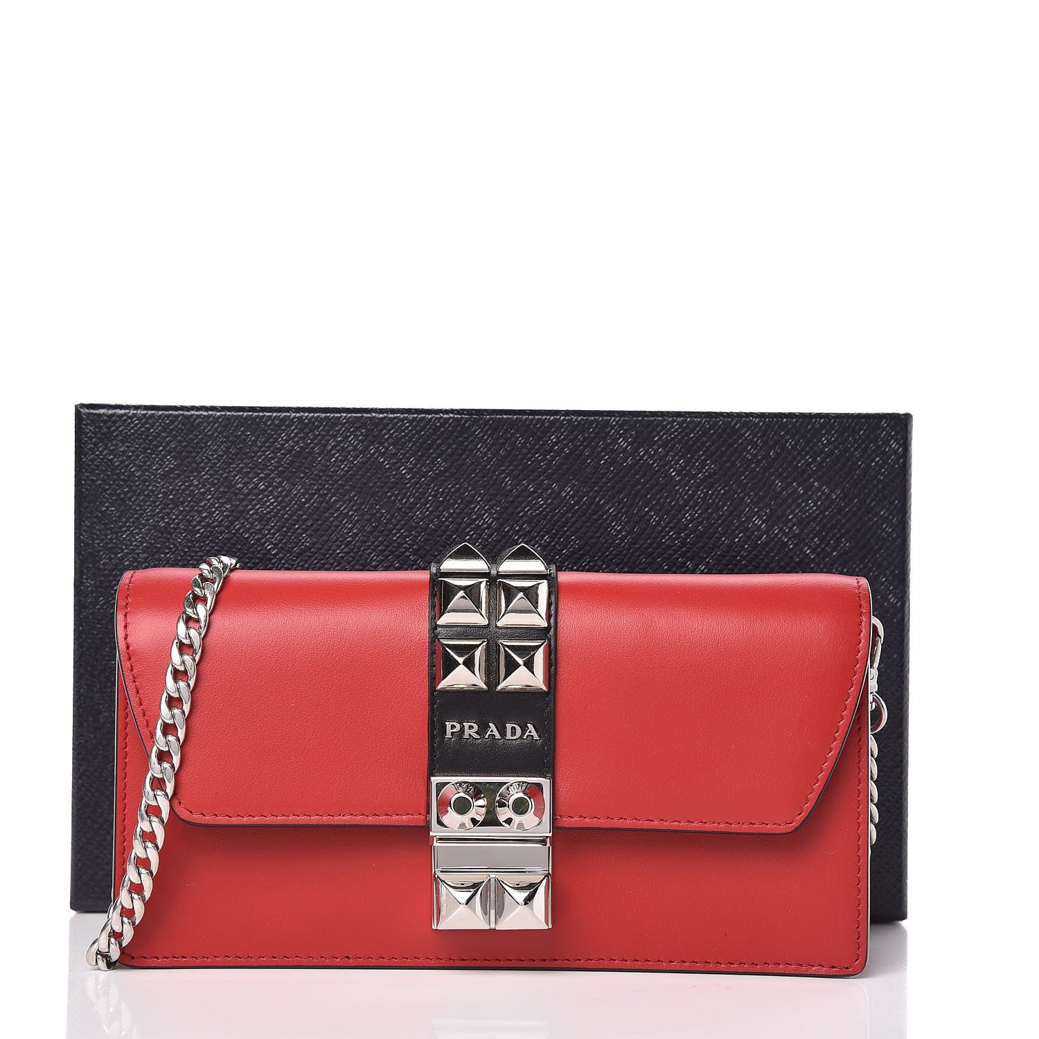 Prada City Calfskin Studded Mini Elektra Crossbody Bag Fuoco Black 10 of 10